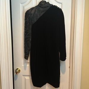 Victor Costa Vintage black velvet dress with sequins